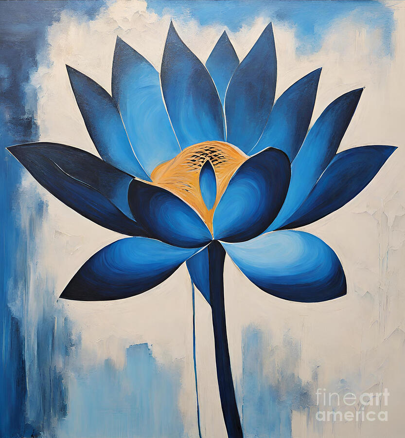 Blue Flower Painting - Lotus Flower #5 by Naveen Sharma