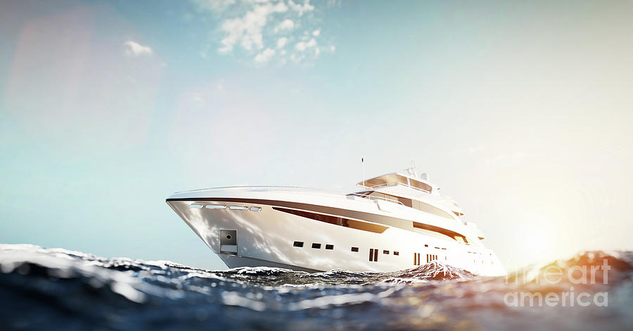 Luxury motor yacht on the ocean #5 Photograph by Michal Bednarek