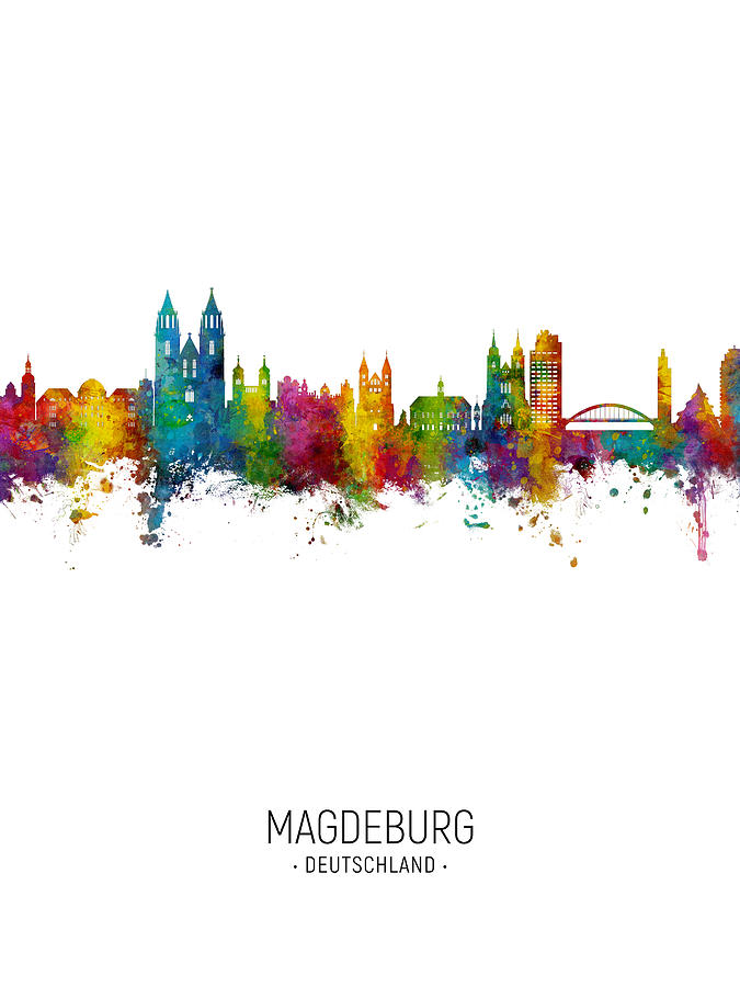 Magdeburg Germany Skyline #5 Digital Art by Michael Tompsett