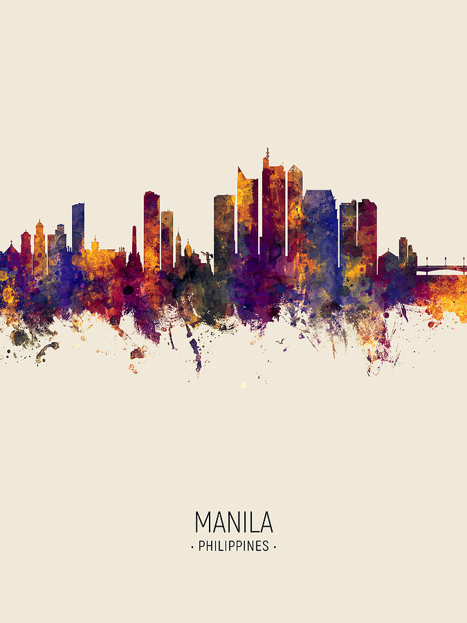 Manila Philippines Skyline #5 Digital Art by Michael Tompsett