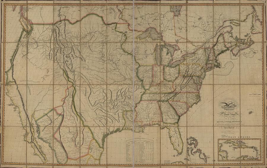 Map of the United States of America - with the contiguous British and ...