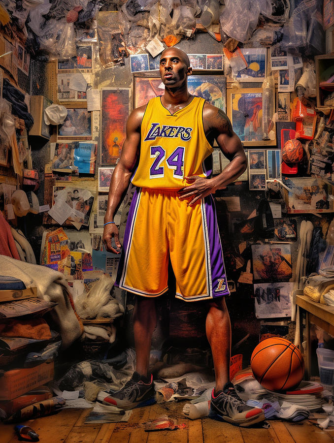Fantasy Painting - Maximalist  famous  sports  athletes  Kobe  Bryant    by Asar Studios #5 by Celestial Images