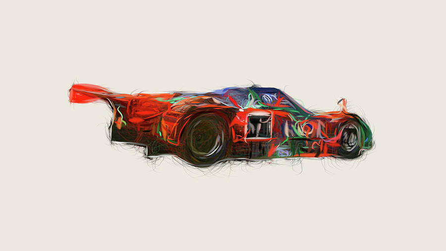 Mazda 787B Drawing #5 Digital Art by CarsToon Concept