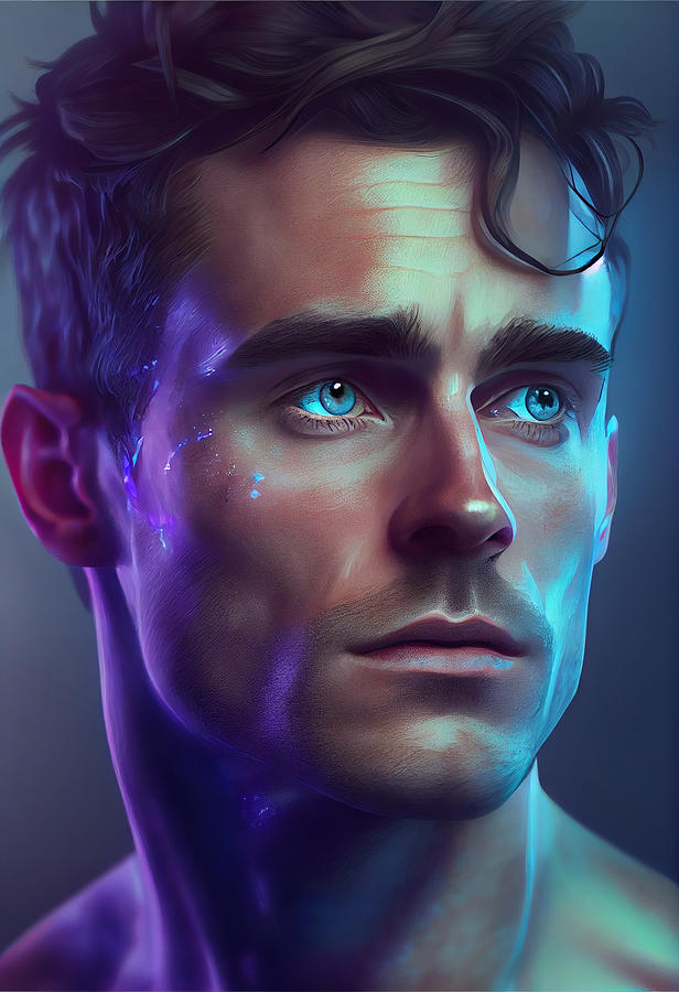 Fantasy Digital Art - Medium  length  Handsome  Ethereal  Portrait  of  Joe  by Asar Studios #5 by Celestial Images