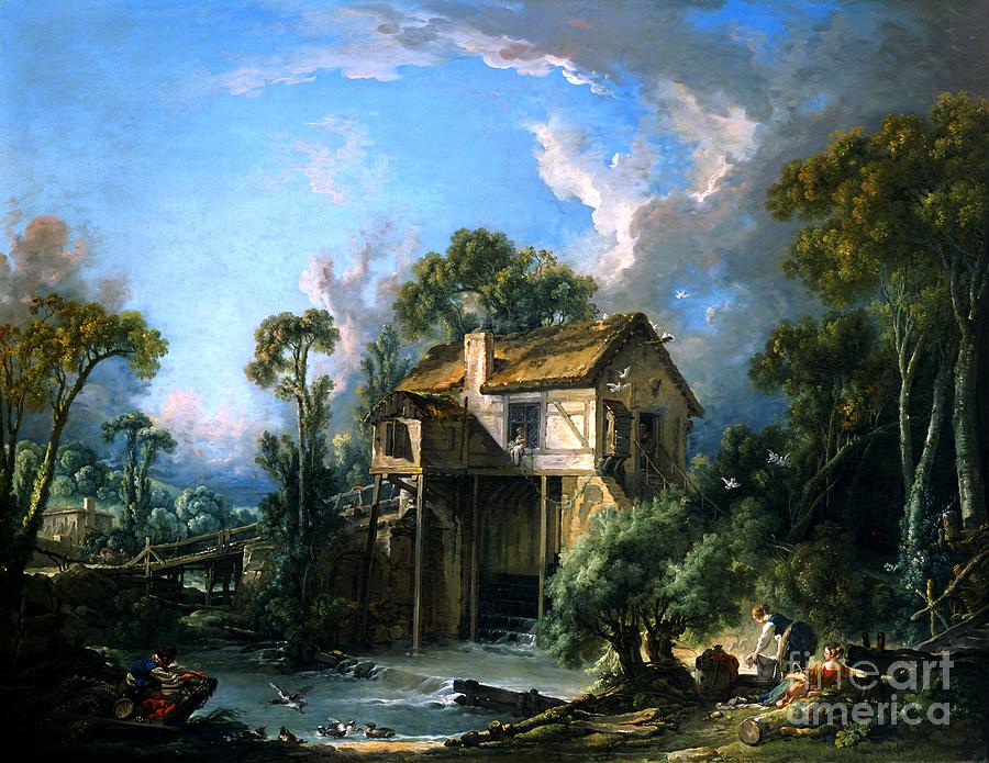 Mill at Charenton #5 Painting by Francois Boucher