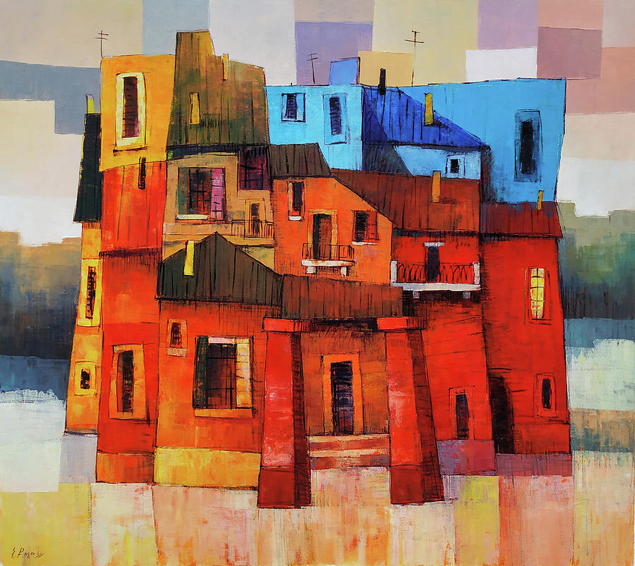 Impressionistic Painting - Modern Cityscape by Narek Qochunc Impressionistic Painting - Modern Cityscape by Narek Qochunc