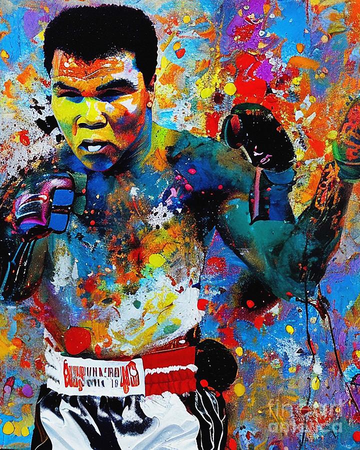 Muhammad Ali Abstract Art Mixed Media by Lisa Von - Fine Art America