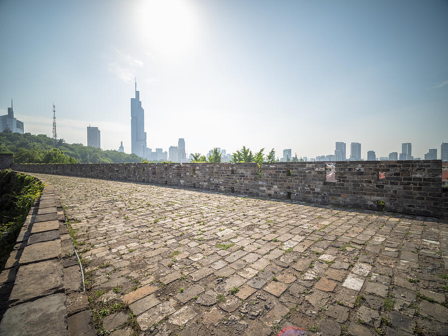Nanjing ancient city wall front of city skyline #5 Photograph by Aaaaimages