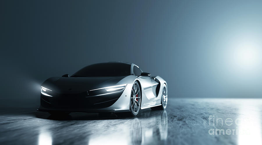 New Super Sports Car With Lights On, Supercar Style #5 Photograph By 