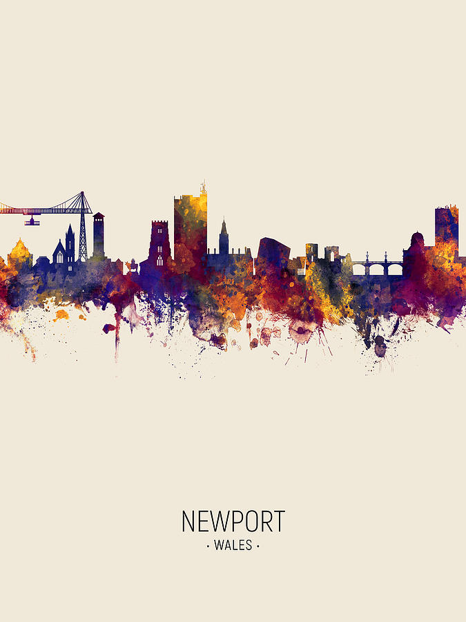 Newport Wales Skyline #5 Digital Art by Michael Tompsett