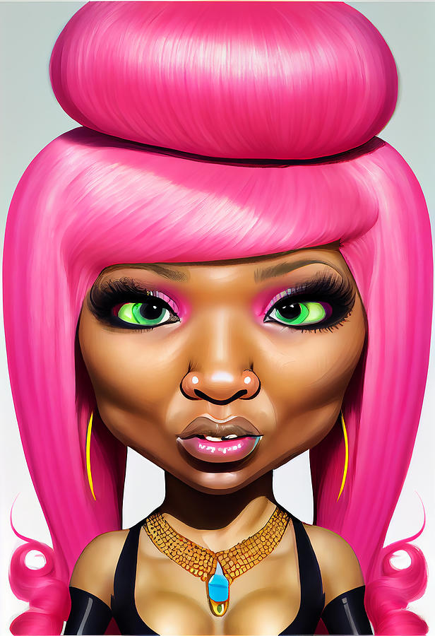 Nicki Minaj Caricature Mixed Media