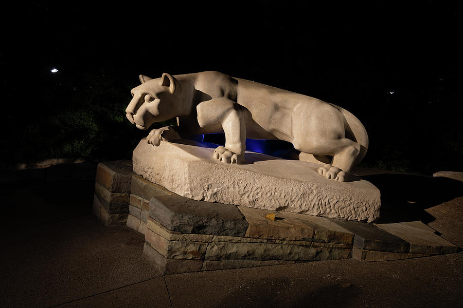 Nittany Lion Shrine at night at Penn State University #5 Photograph by Eldon McGraw