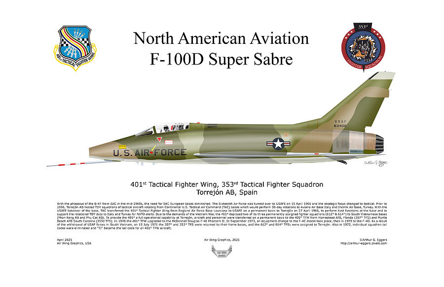 North American Aviation F-100D Super Sabre #5 Digital Art by Arthur Eggers