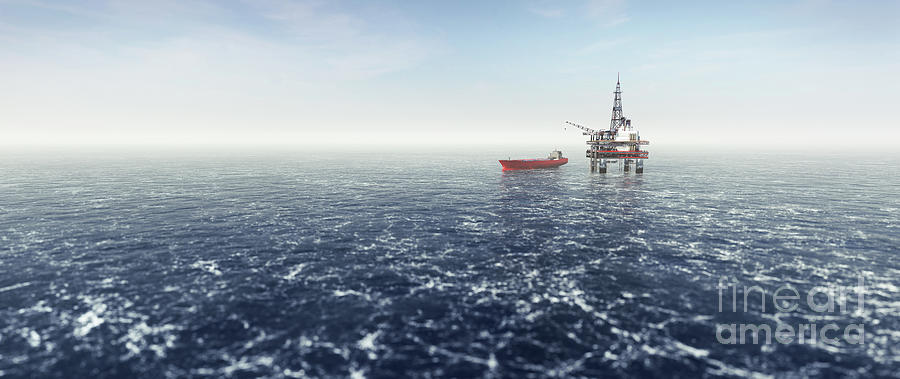 Offshore Drilling Rig On The Sea. Oil Platform Photograph