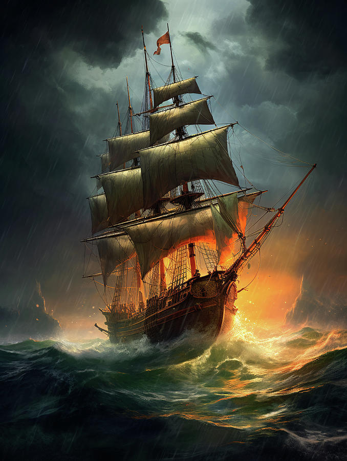 Old Ship in the Storm Digital Art by Vlastimil Sestak - Pixels