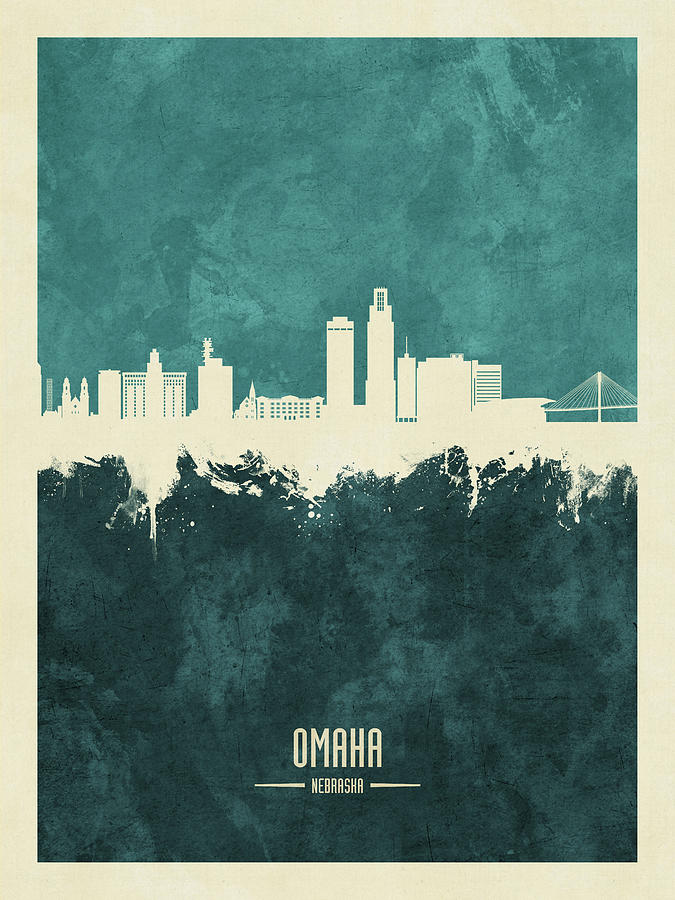 Omaha Nebraska Skyline #5 Digital Art by Michael Tompsett