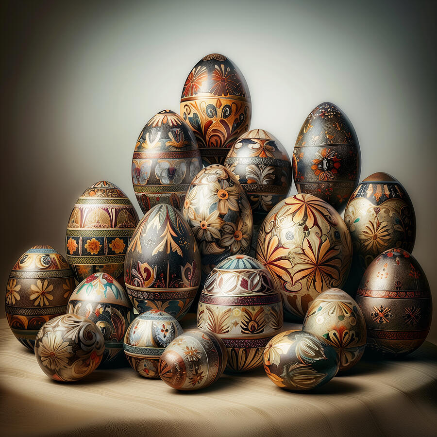 Pattern Digital Art - Ornate Easter eggs #5 by Black Papaver