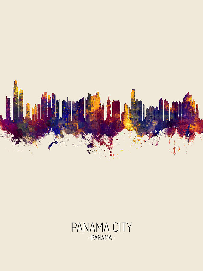 Skyline Digital Art - Panama City Skyline #5 by Michael Tompsett