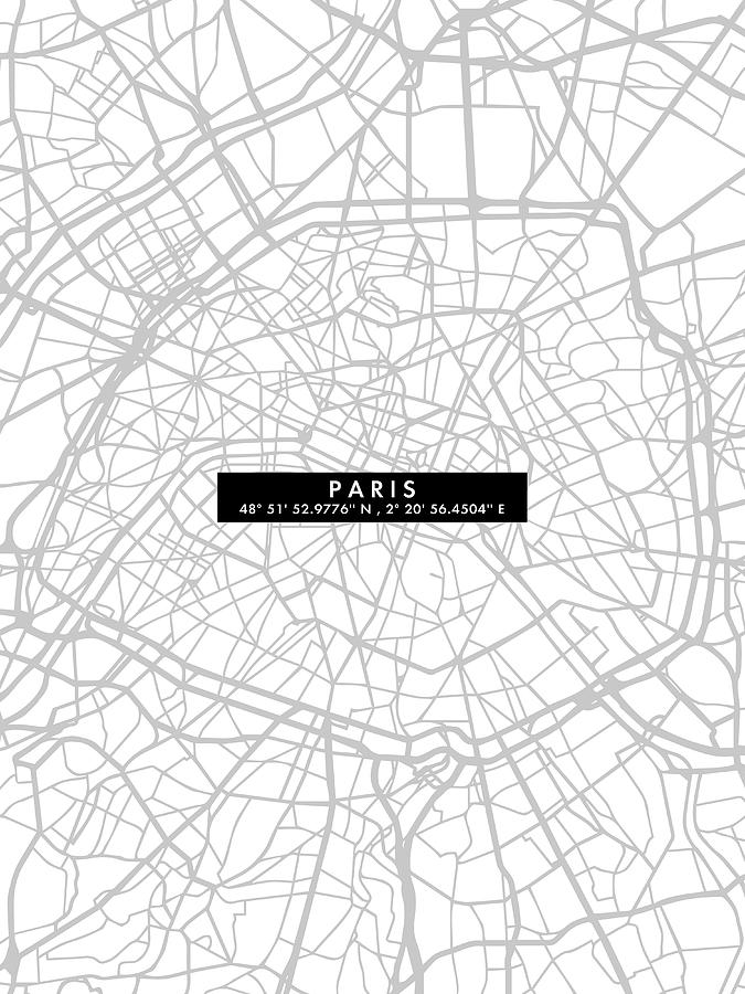 Paris City Map Digital Art by Chara Vasileiou - Fine Art America