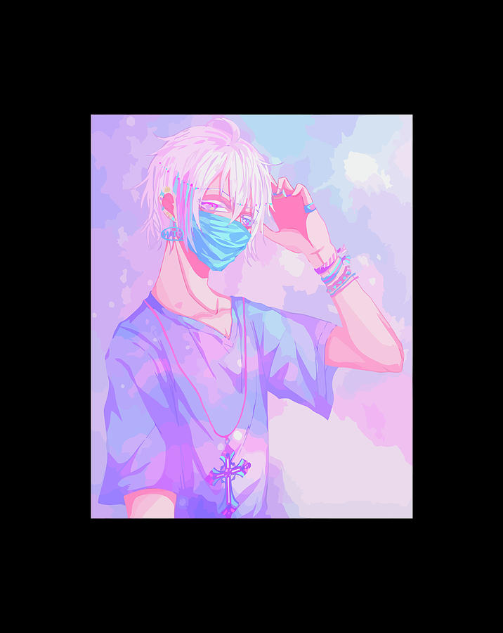 Pastel Goth Pink Aesthetic Yume Kawaii Anime Boy Digital Art by Jane Arthur