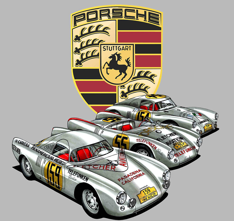Porsche 550 RS Carrera Panamericana Drawing by Vladyslav Shapovalenko -  Pixels