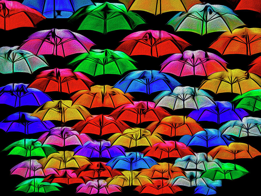 5 Purple Umbrellas Photograph by Paul Wear