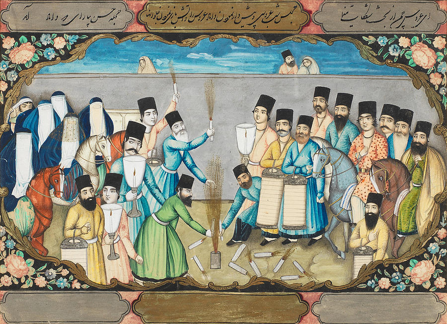 QAJAR PAINTINGS DEPICTING PREPARATIONS BEFORE A WEDDING, THE CEREMONY, AND ITS AFTERMATH Persia, sec #5 Painting by Artistic Rifki