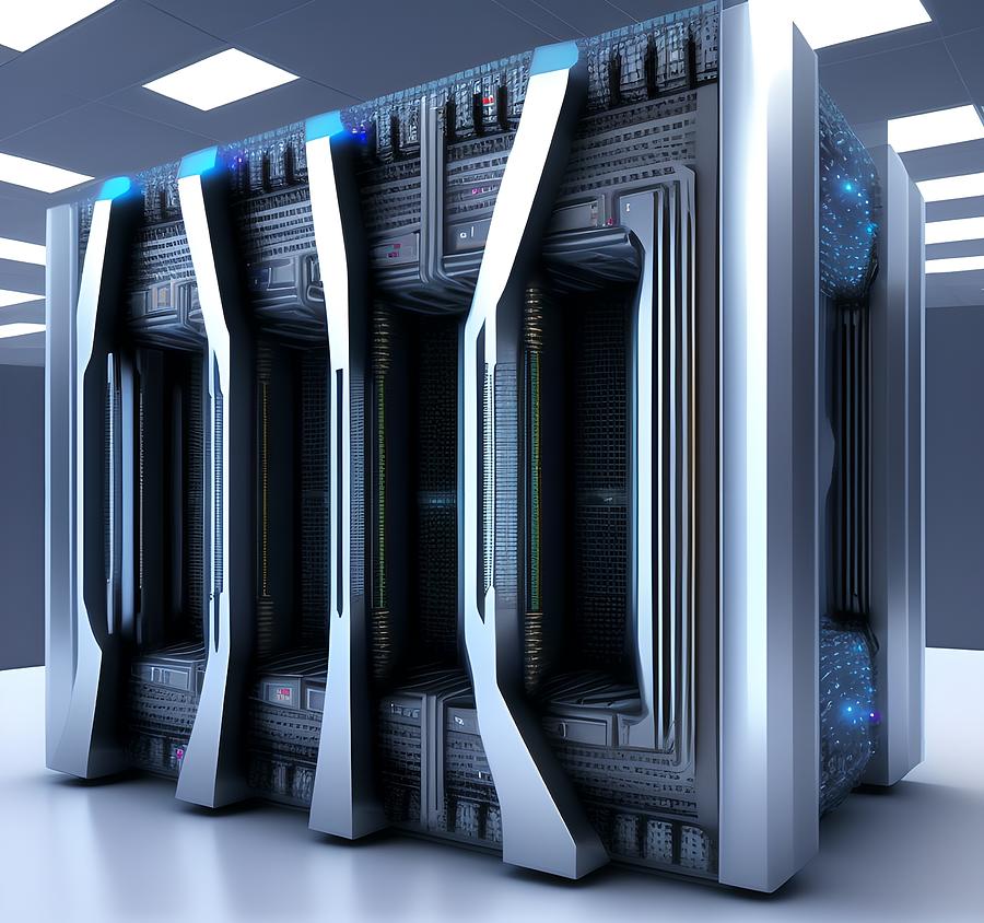 Quantum Super Computer, Generative AI Illustration Digital Art by Miroslav Nemecek Fine Art