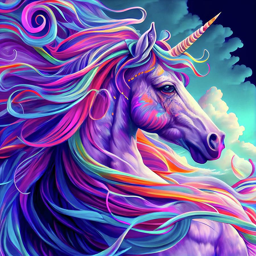 Rainbow-Colored Unicorn Digital Art by Julia Reed - Fine Art America