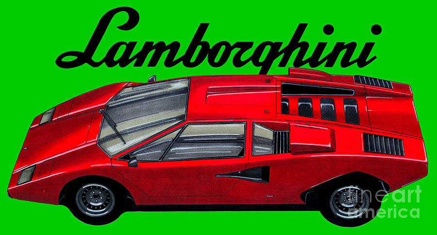 Red beautiful italian legendary vintage supercar Lamborghini Countach 70's  Drawing by Vladyslav Shapovalenko - Fine Art America