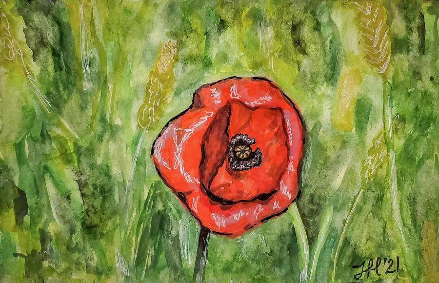 Red Poppy #5 Painting by Jean Haynes