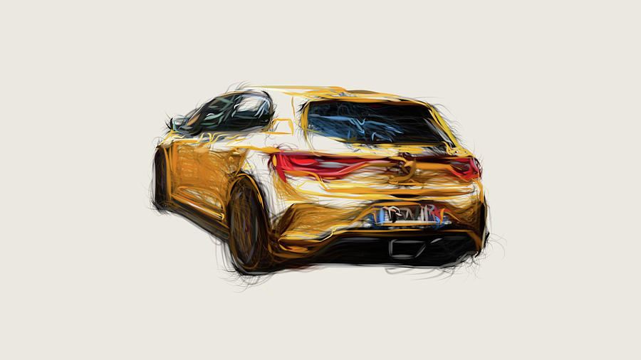 Renault Megane RS Trophy Car Drawing #5 Digital Art by CarsToon Concept