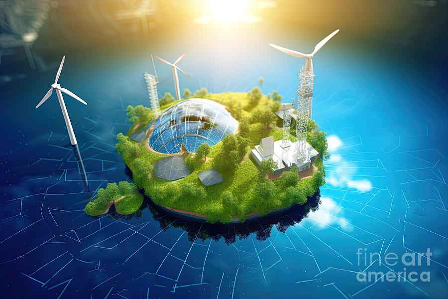 Renewable Green Energy Industry #5 Digital Art by Benny Marty