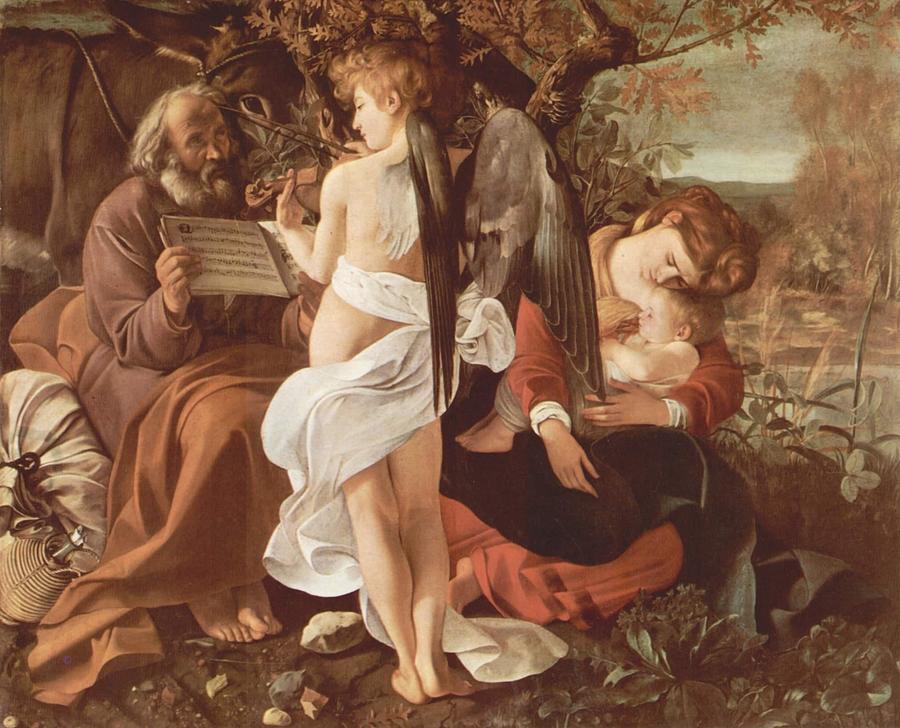 Caravaggio Painting - Rest on the Flight into Egypt #1 by Caravaggio