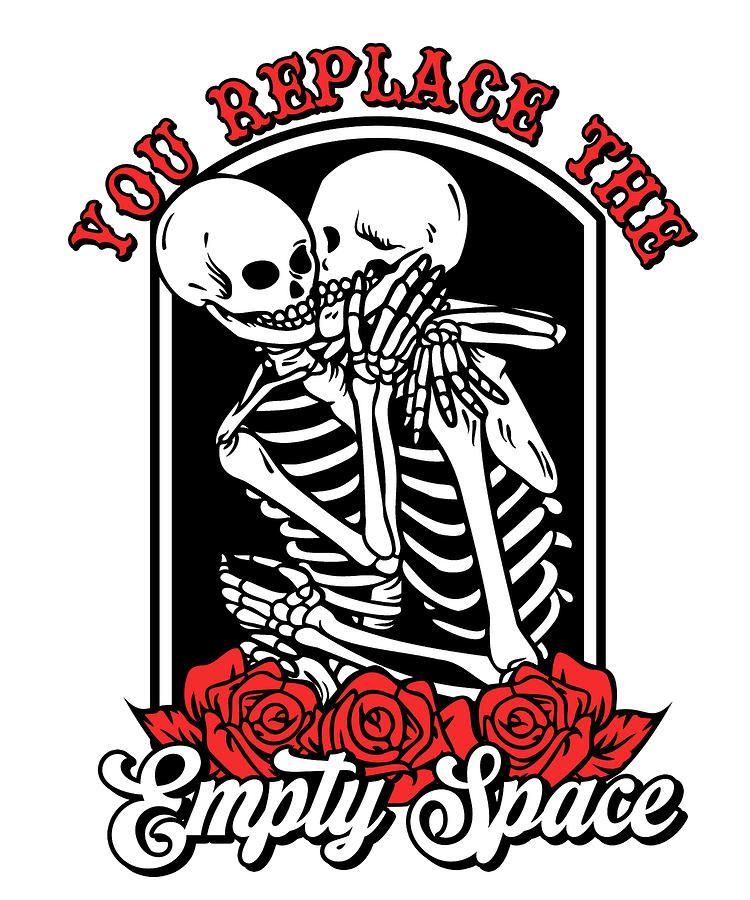 Skeleton Digital Art - Romantic Gothic Bones Skeleton Roses Death Grave Aesthetic Dark #5 by Toms Tee Store