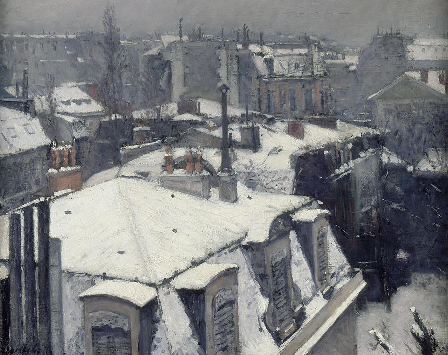 Gustave Caillebotte Painting - Rooftops in the Snow  snow effect   #5 by Gustave Caillebotte