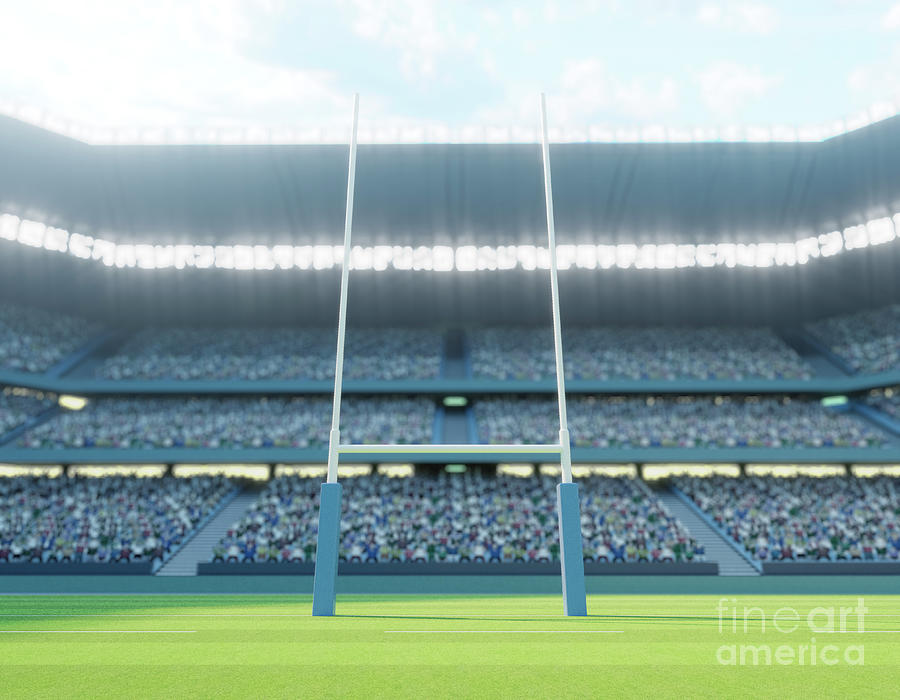 Rugby Stadium with Rugby Ball Digital Art by Allan Swart - Fine Art America