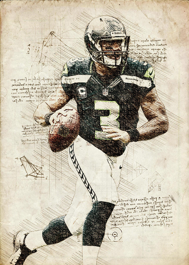 Football Russell Wilson Russellwilson Russell Wilson Seattle Seahawks  Player American Football Digital Art by Wrenn Huber - Pixels