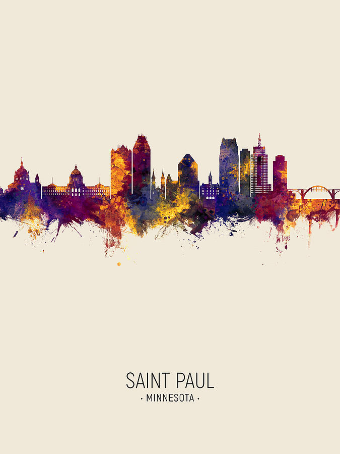Skyline Digital Art - Saint Paul Minnesota Skyline #5 by Michael Tompsett