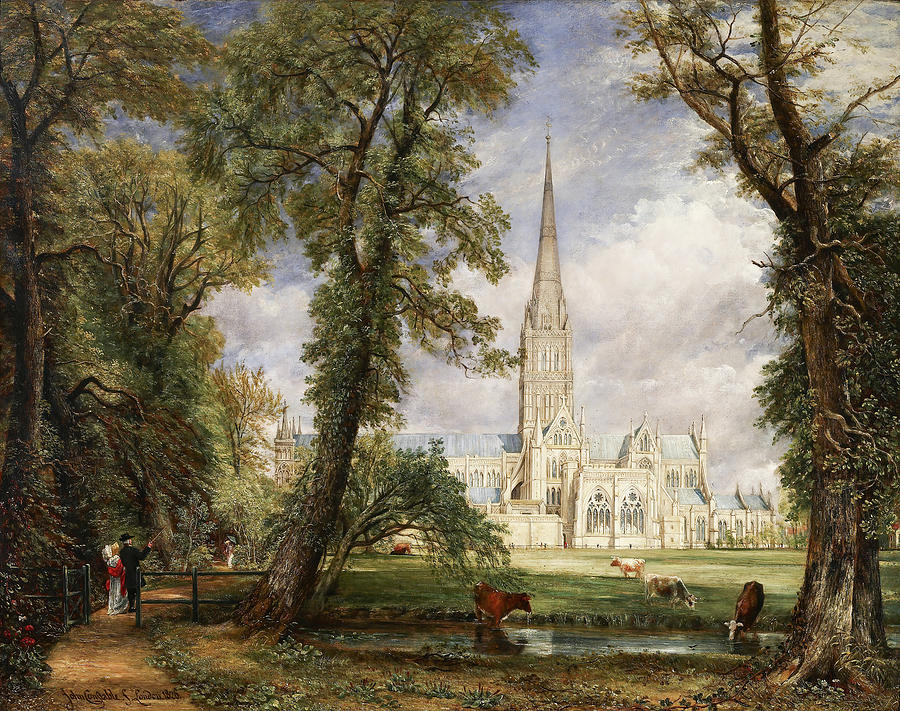 Salisbury Cathedral from the Bishops Garden #5 Painting by Eric Glaser
