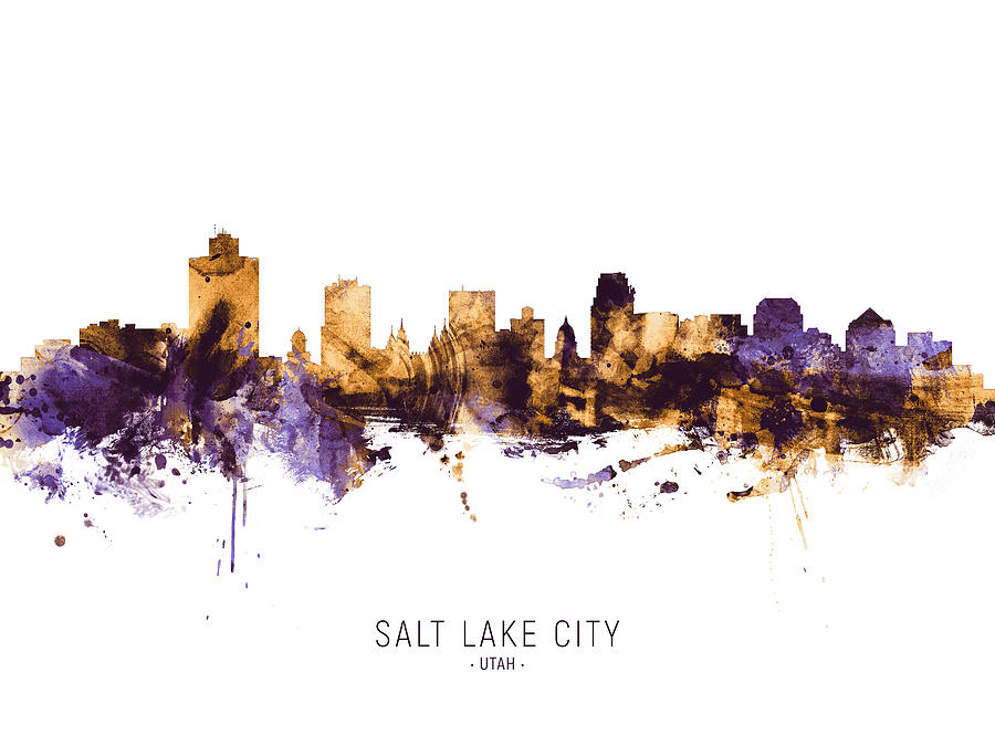 Salt Lake City Utah Skyline #5 Digital Art by Michael Tompsett