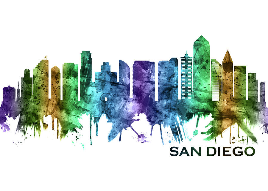 San Diego California Skyline Mixed Media by NextWay Art | Fine Art America