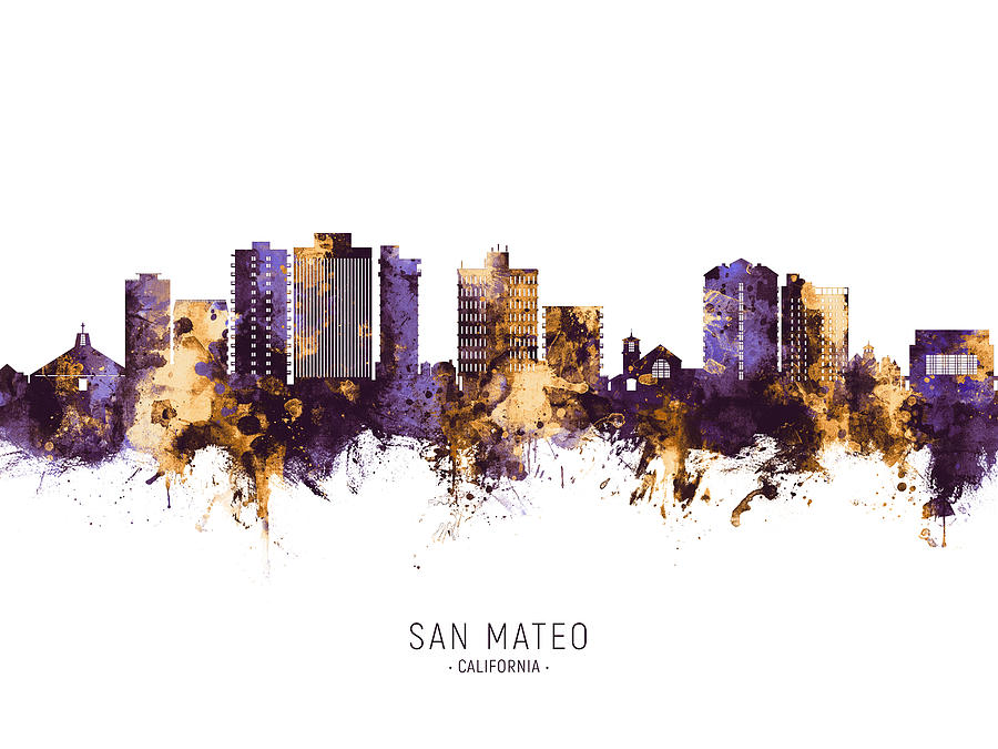 San Mateo California Skyline #5 Digital Art by Michael Tompsett