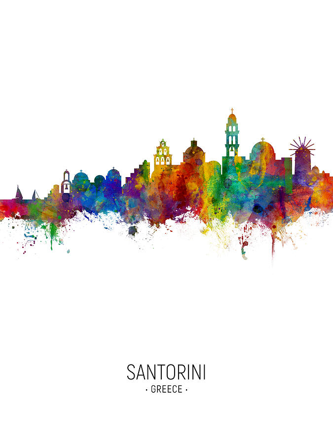 Skyline Digital Art - Santorini Skyline #5 by Michael Tompsett