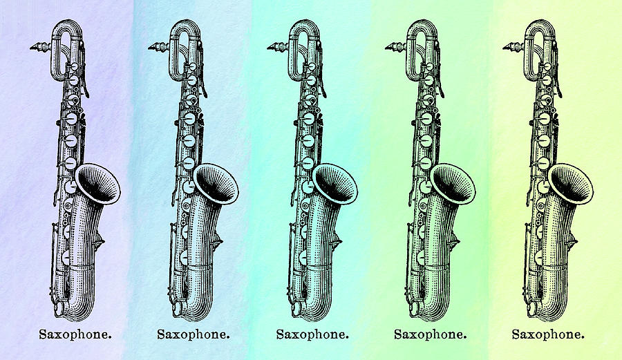 5 Saxophones Digital Art by Jon Woodhams