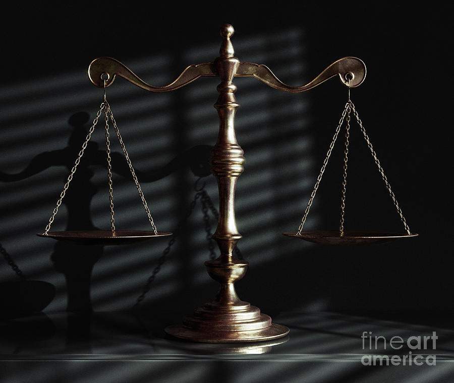 Scale Digital Art - Scales Of Justice And Shadows #5 by Allan Swart