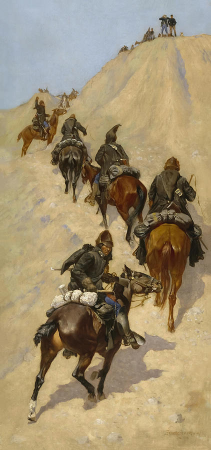 Scouts Climbing A Mountain By Frederic Remington Painting