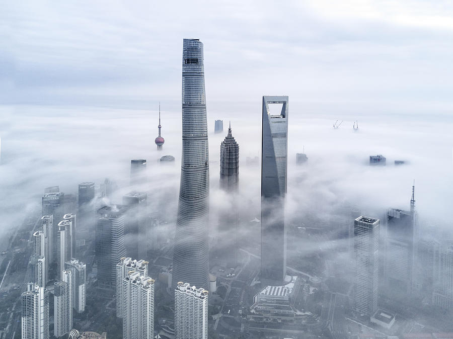 Shanghai Financial District In Fog #5 Photograph by Jackal Pan