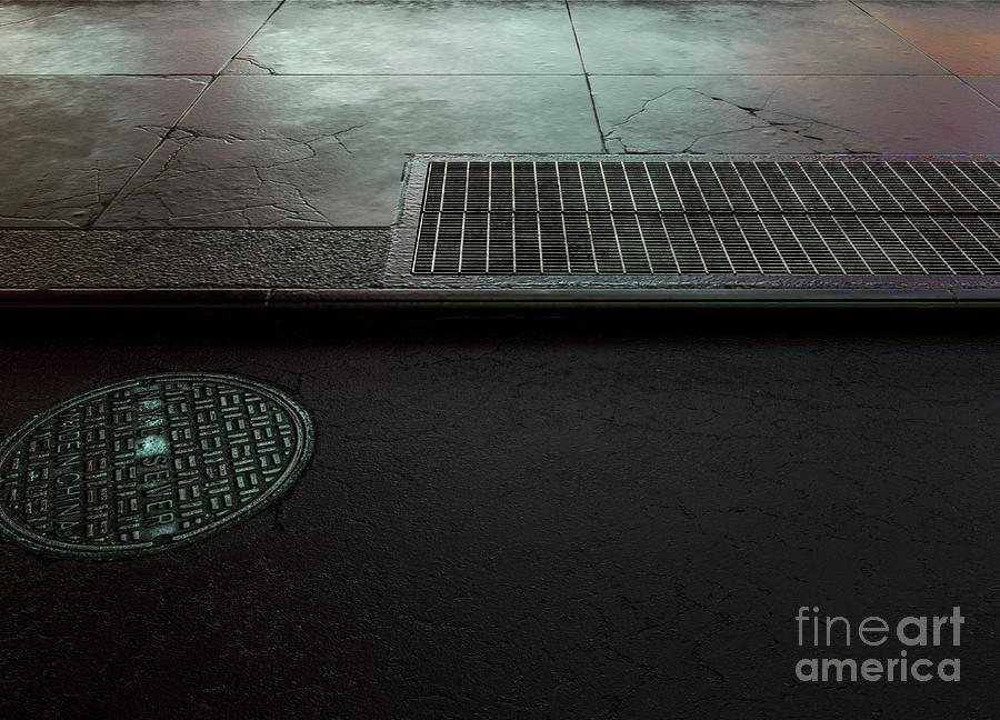 Sidewalk And Street Backdrop Digital Art by Allan Swart - Fine Art America