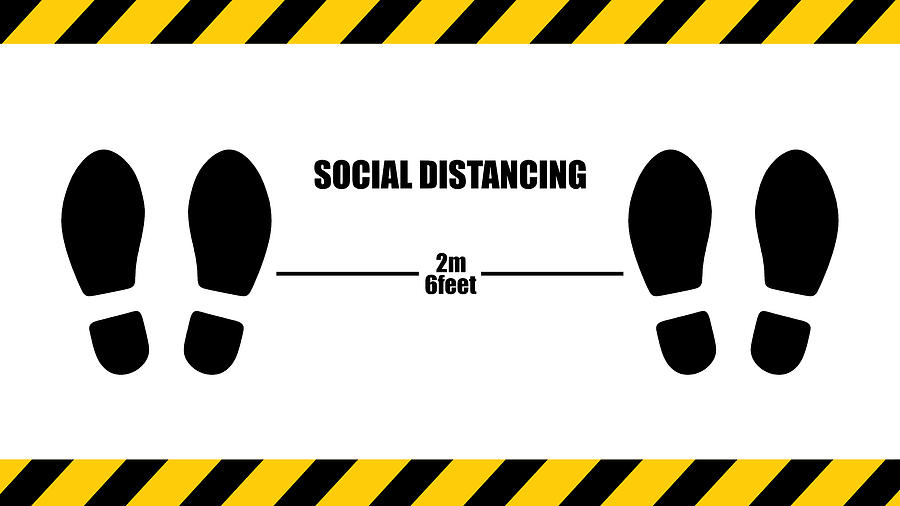 Social Distancing . 2m 6feet Sticker , stop Wait Here Text Illustration Background Covid19 #5 Photograph by Vieriu Adrian